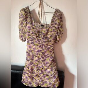 Zara ruched bodycon floral dress